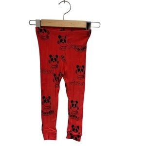 MINI RODINI Red Leggings with Mozart Panda Print - 80/86 (12-18M) - fits 2T imo